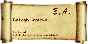 Balogh Avarka névjegykártya